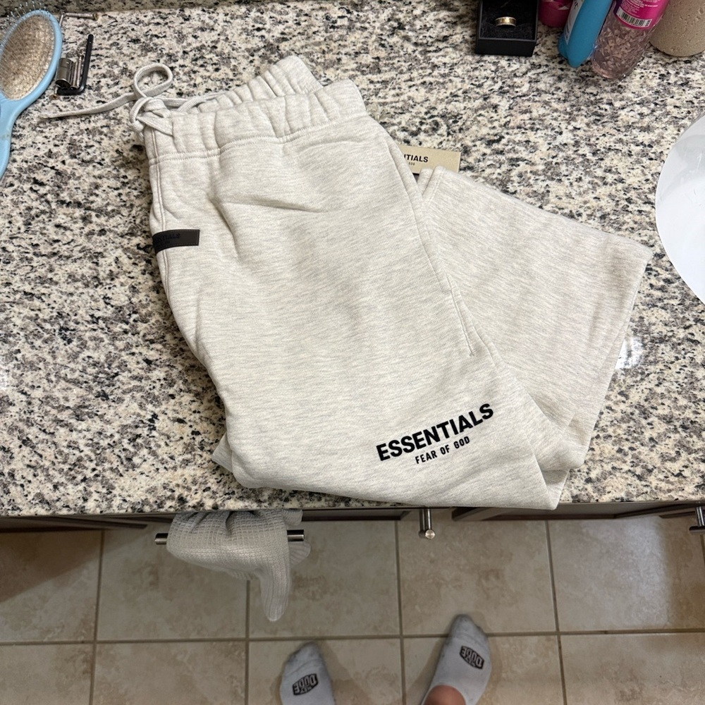 Fear of God ESSENTIALS Heather Light Grey Sweatpants
